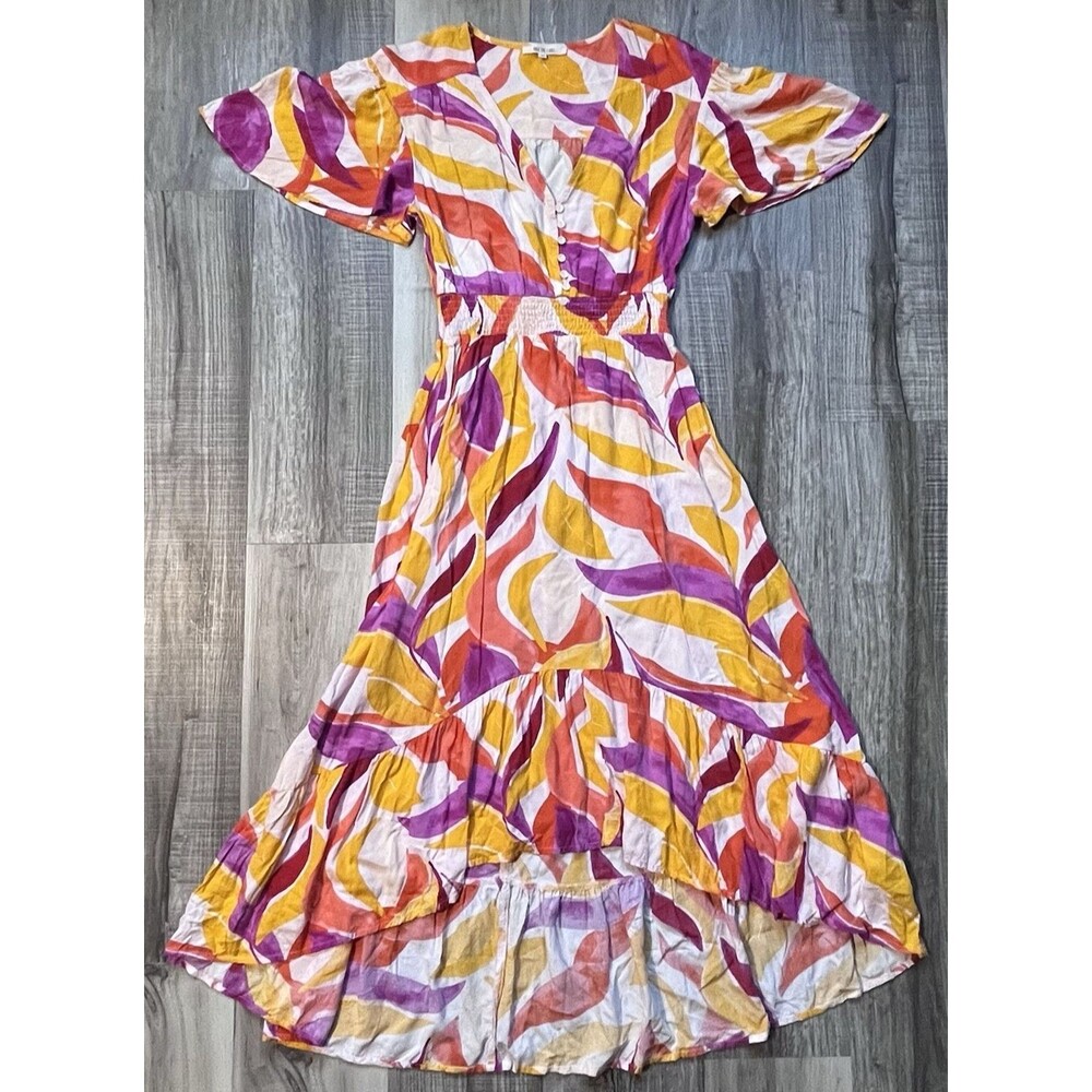 Anthropologie Abel the Label Size Medium Boho Floral Smocked Hi Lo Dress